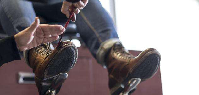 Shoes being shined at Cleveland Shines