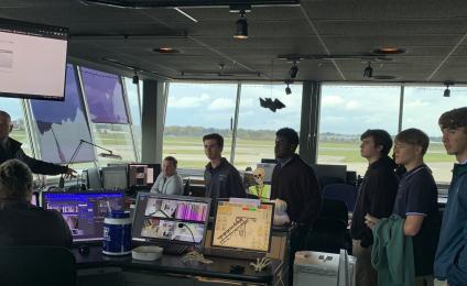 Students from Kent State touring the Air Traffic Control Room